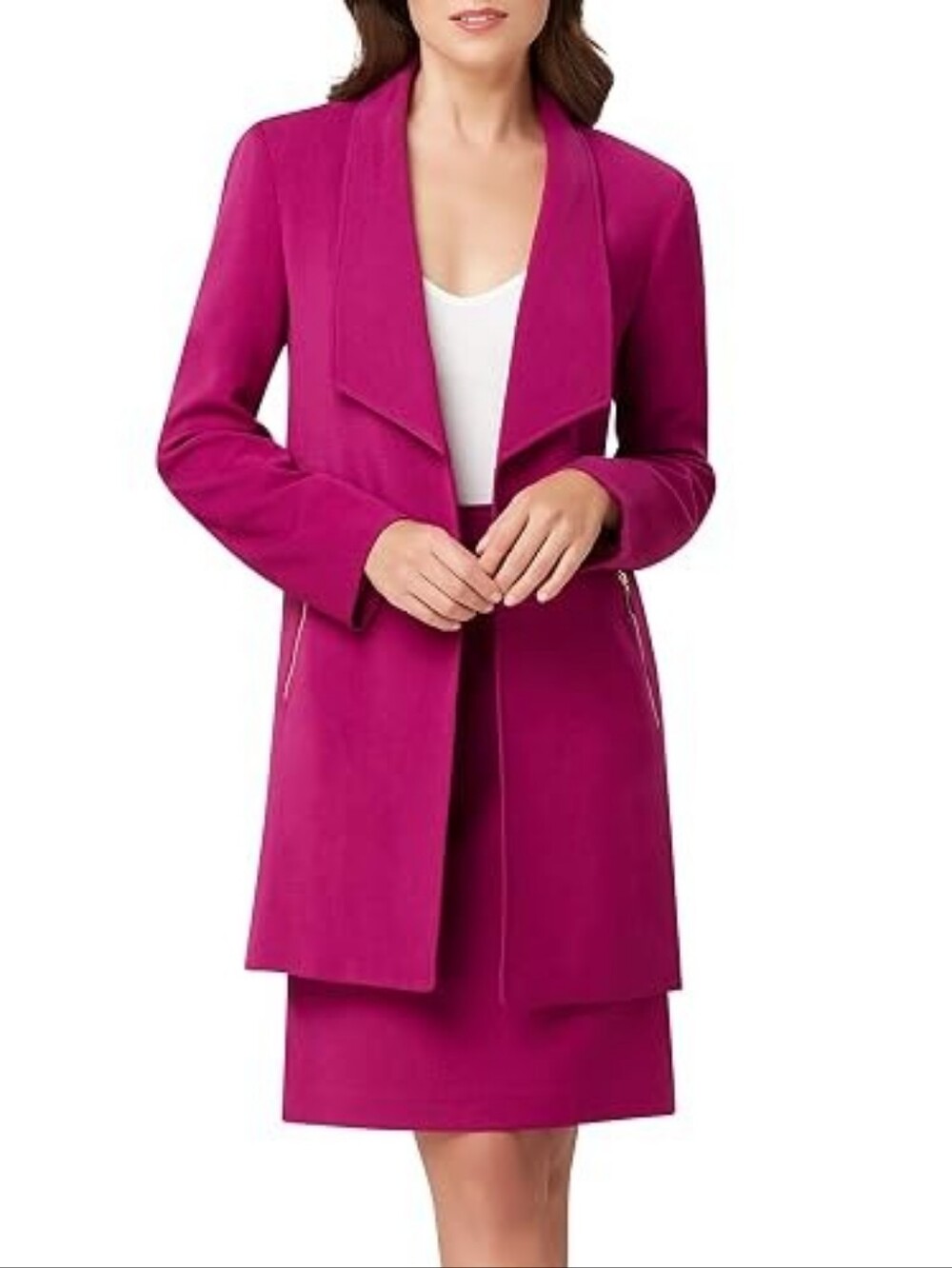 Tahari ASL Long Sleeve Topper Jacket In Magenta Size 10